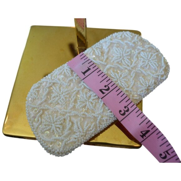 Vintage Fortune Ivory Beaded Eyeglass Case Women's Classic Elegant Evening Bag - Picture 4 of 5